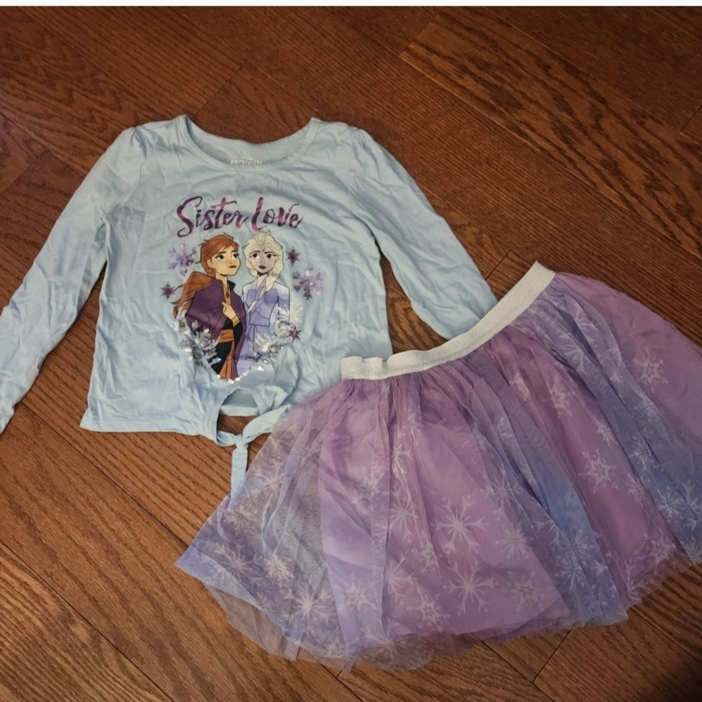 Kids Frozen 'Sister Love' Matching Set - Blue and Purple 7/8